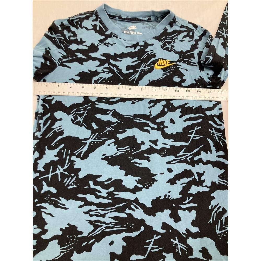 Nike The Nike Tee Long Sleeve Cotton Blue Black Size Large Gold Logo - Picture 4 of 6